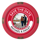 Save the Date Photo QR Code Composite & Metal Hybrid Poker Chips - Red - Front