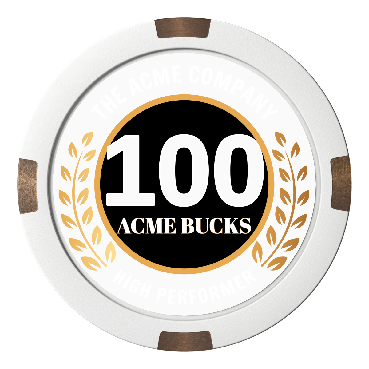 Achievement Wreath Composite & Metal Hybrid Poker Chips - White - Front