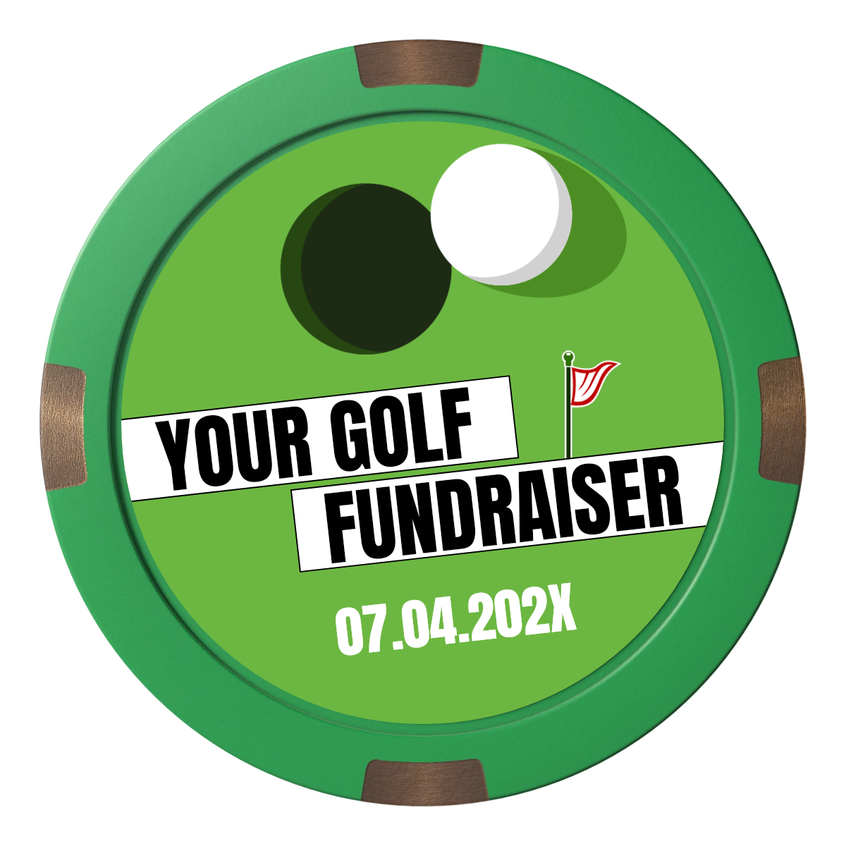 Putting Around Tournament Composite & Metal Hybrid Poker Chips - Green - Front