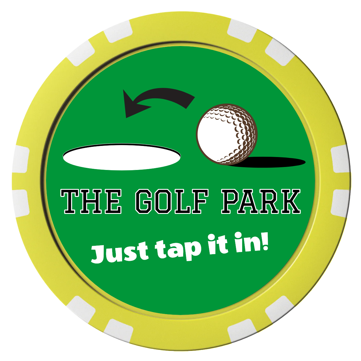 Golf Slogan Composite Poker Chips - Yellow / Double Stripe - Front