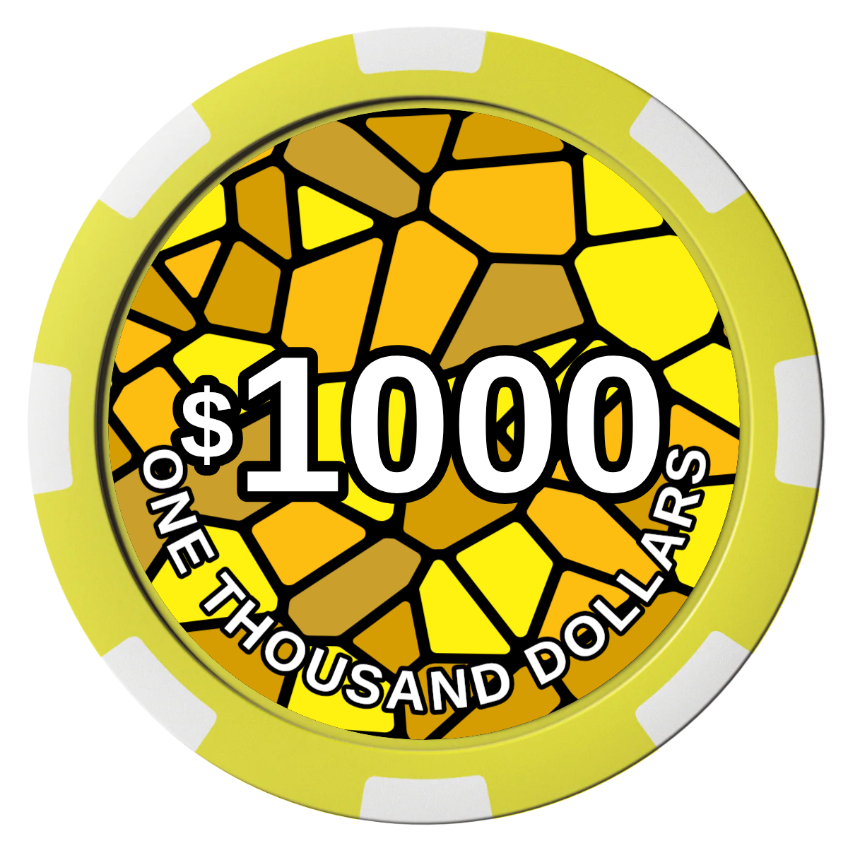 Stained Glass Composite Poker Chips - Yellow / 8 Spot - Front