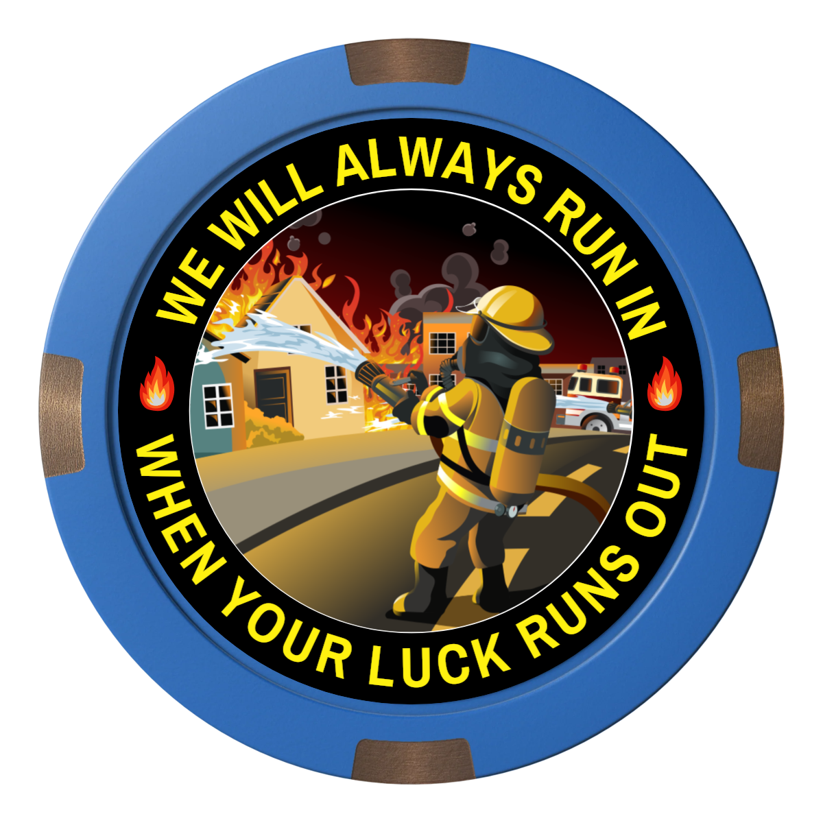 Firefighter Maltese Cross Composite & Metal Hybrid Poker Chips - Blue - Front
