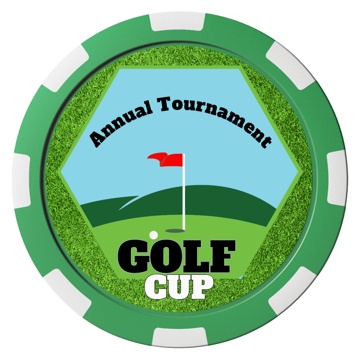 Golf Cup Magnetic Composite Poker Chips - Green / 8 Spot - Front