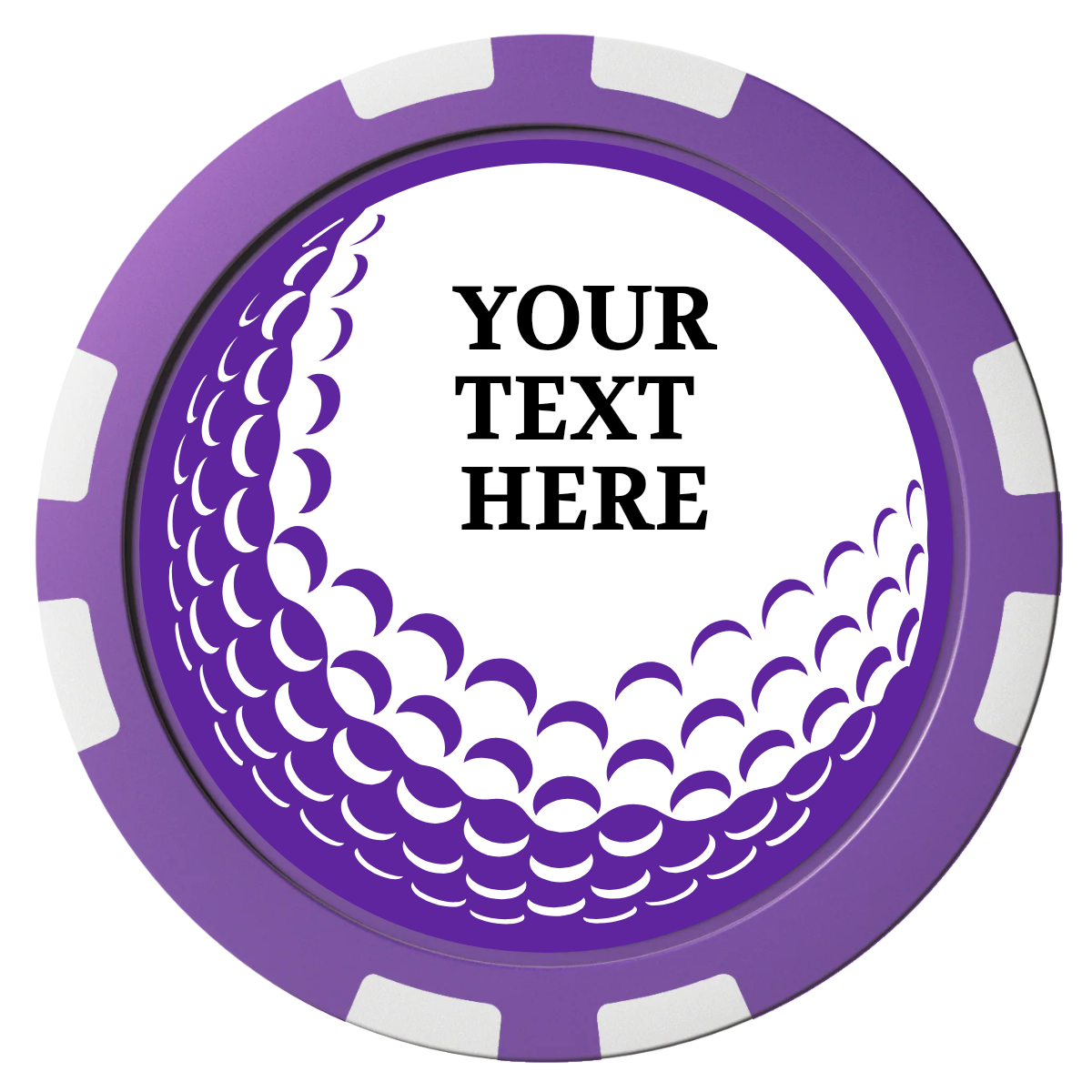 Hole In One Composite Poker Chips - Purple / 8 Stripe - Front