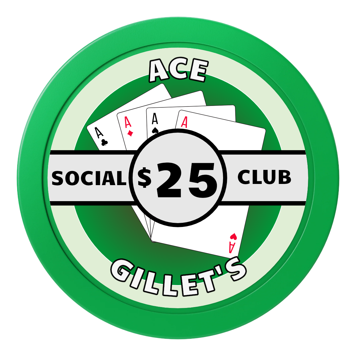 Ace Gillet's 2" Oversized Poker Chips - Green - Front