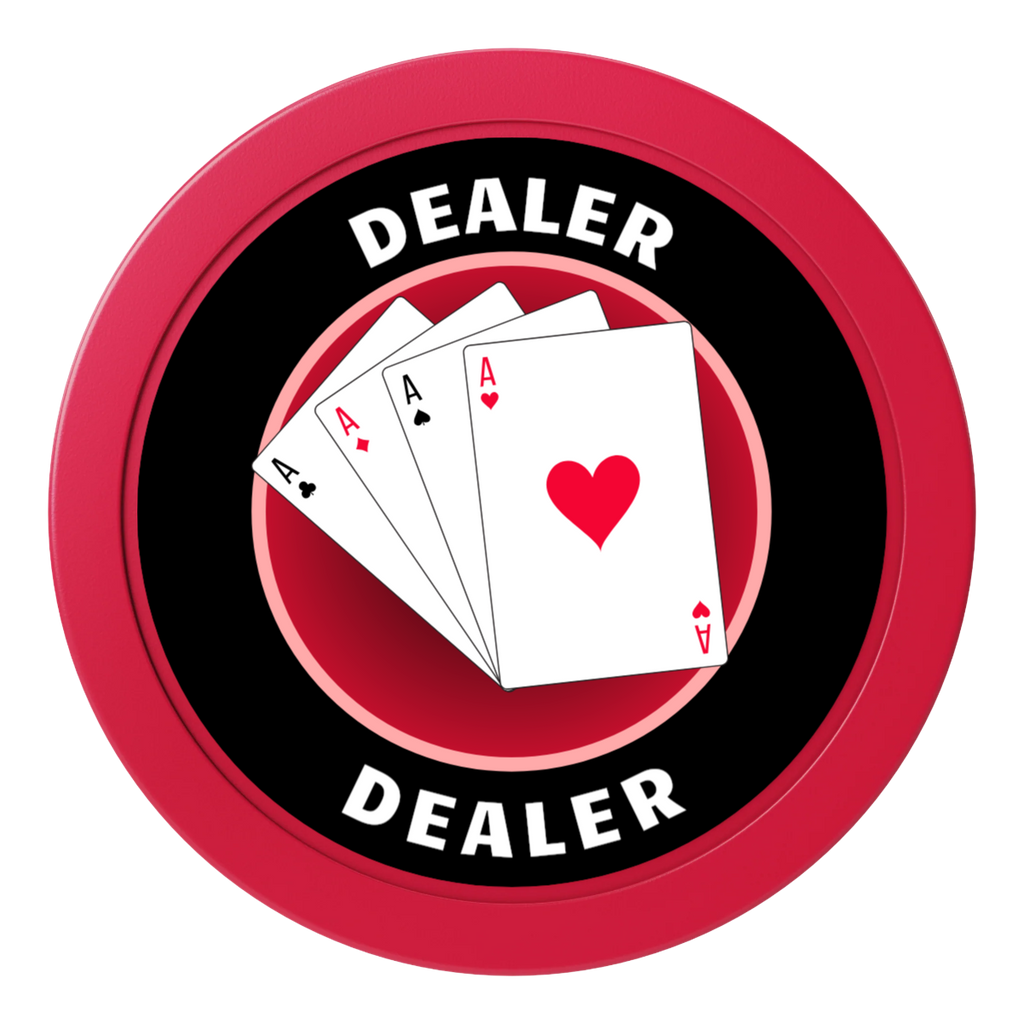 4 Aces Poker Room 2" Composite Dealer Button - Red - Back
