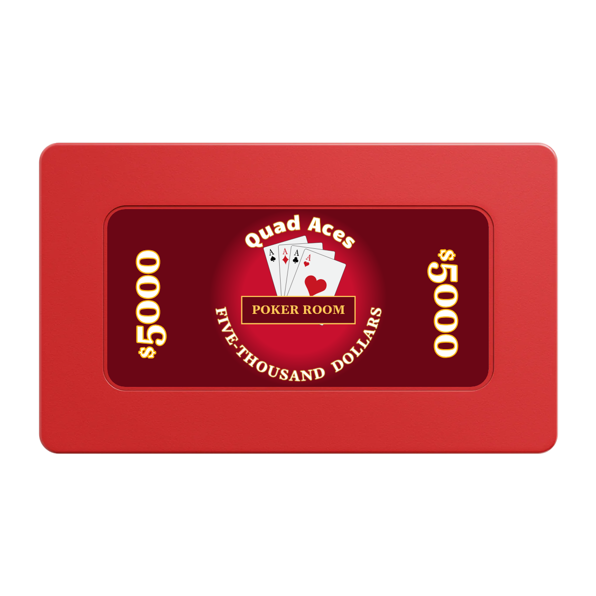 Quad Aces Rectangular Poker Chip Plaques - Red - Front
