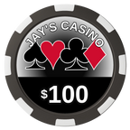 Jay's Casino Magnetic Composite Poker Chips - Black / 8 Spot - Front