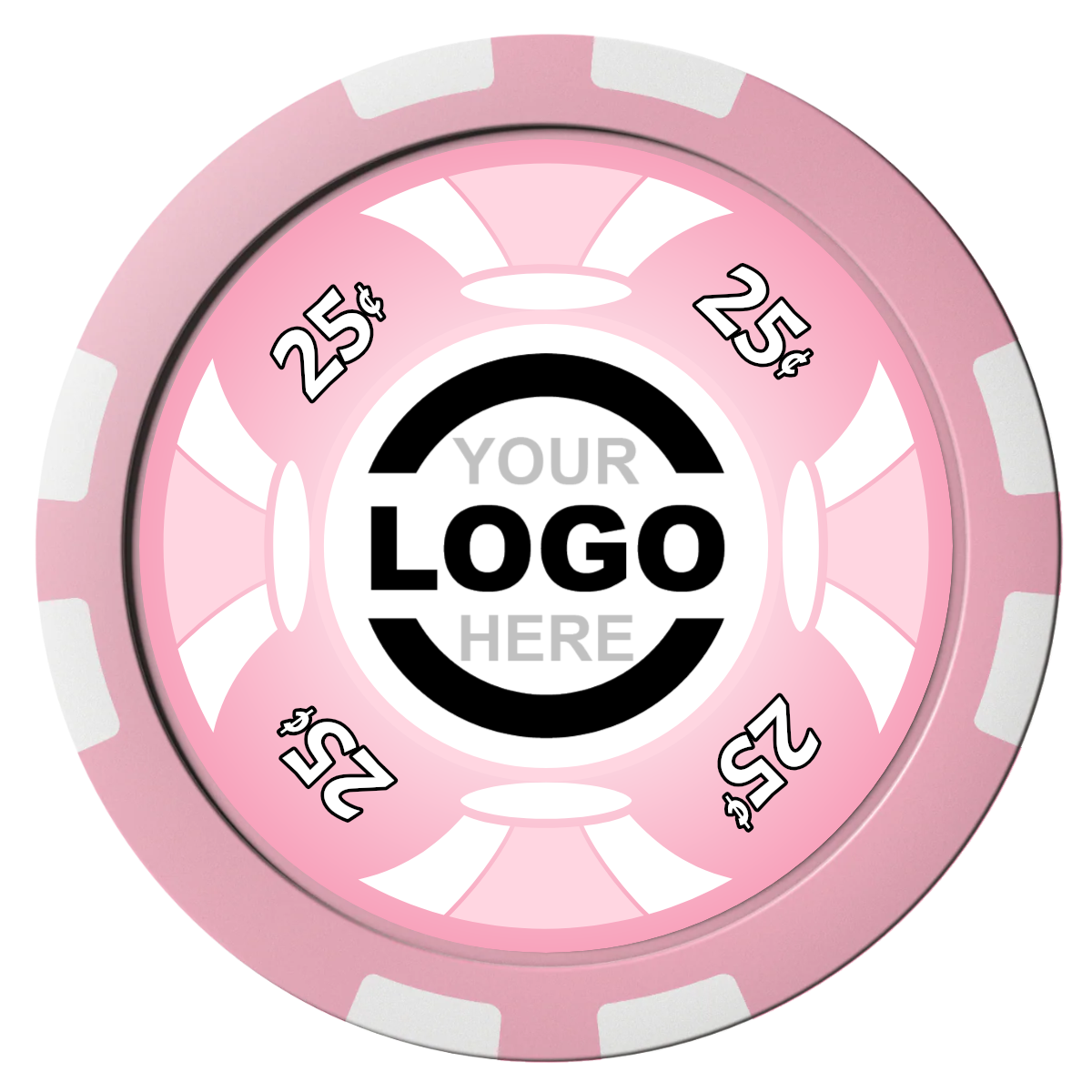 Alan Baker 4-2S A Composite Poker Chips - Pink / 8 Stripe - Front