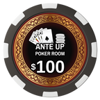 Ante Up Poker Room Composite Poker Chips - Black / 8 Spot - Front
