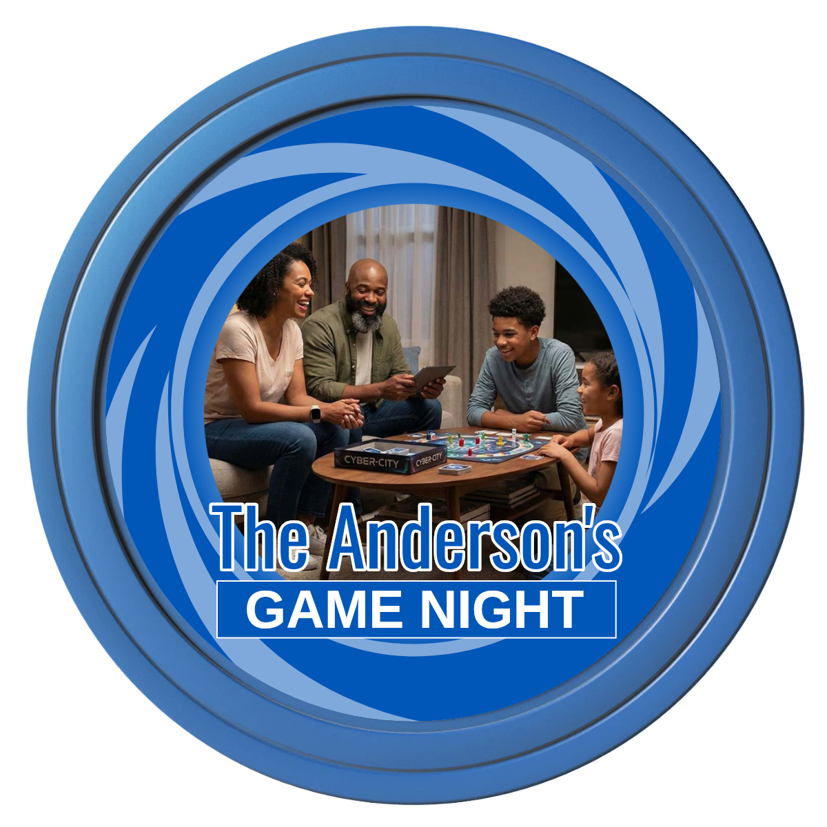 Anderson's Game Night Composite Poker Chips - Blue / Solid - Front