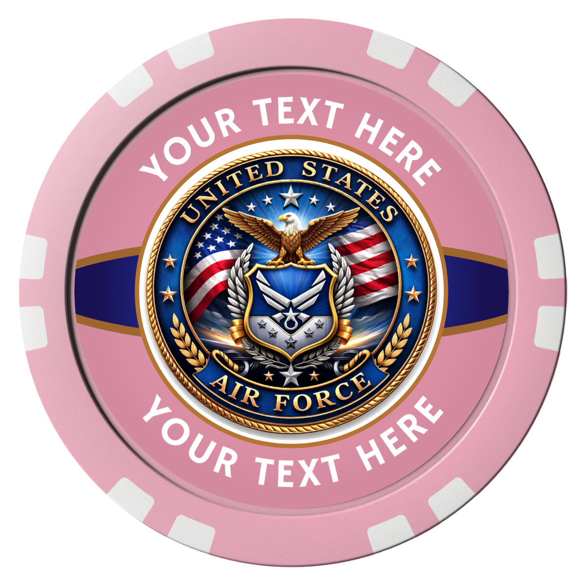 Air Force Composite Poker Chips - Pink / Double Stripe - Front