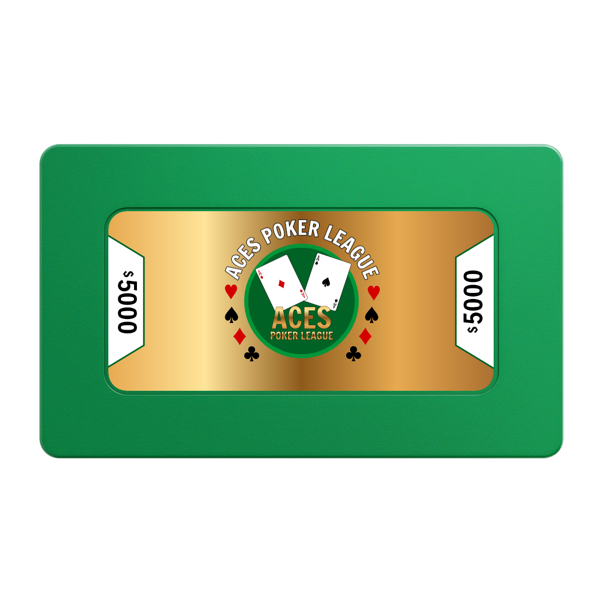 Aces Poker League Rectangular Poker Chip Plaques - Green - Back