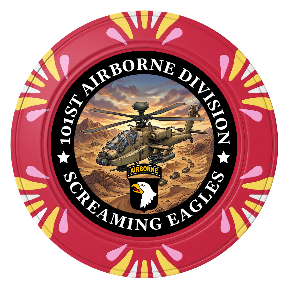 Army Airborne Clay Poker Chips - Red / Macau / 40mm - Front
