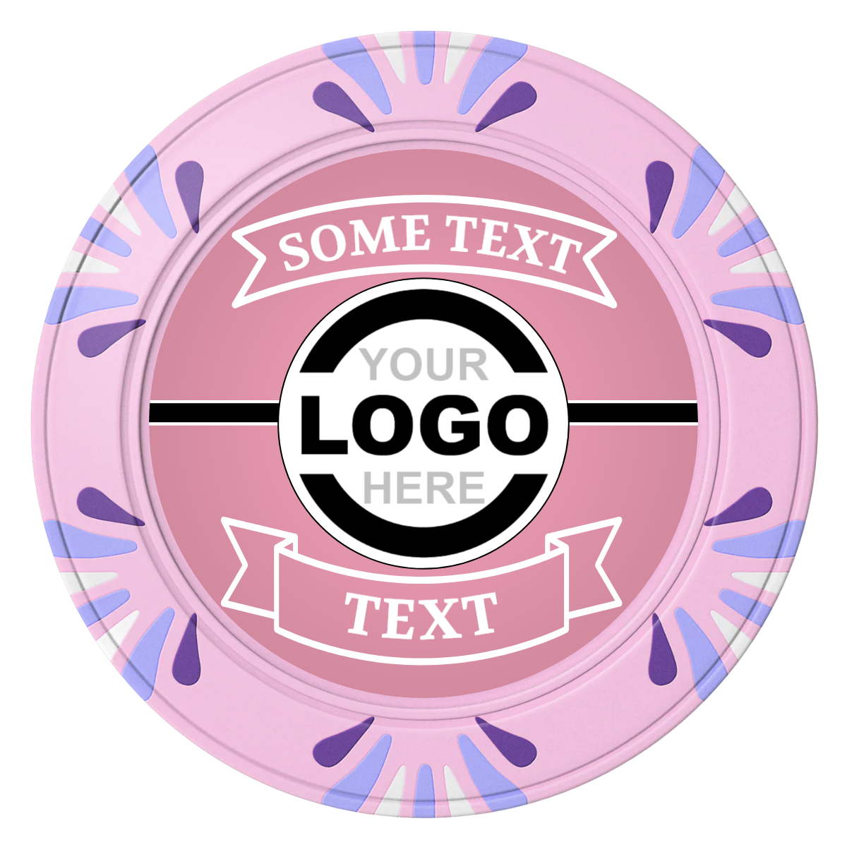 Double Banner Clay Poker Chips - Pink / Macau / 40mm - Front