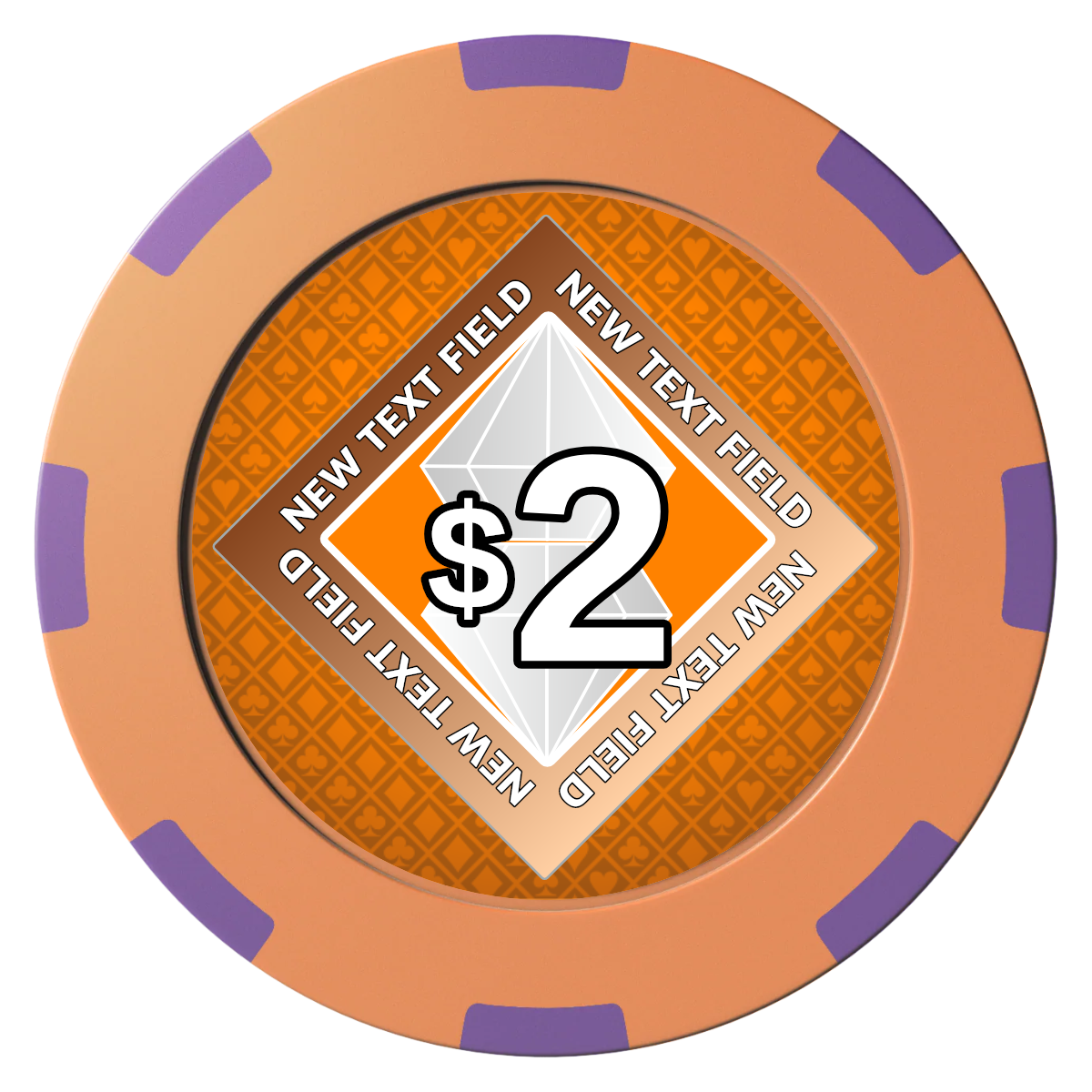 Diamond in the Rough Clay Poker Chips - Orange / 8 Spot (2 Tone) / 40mm - Front