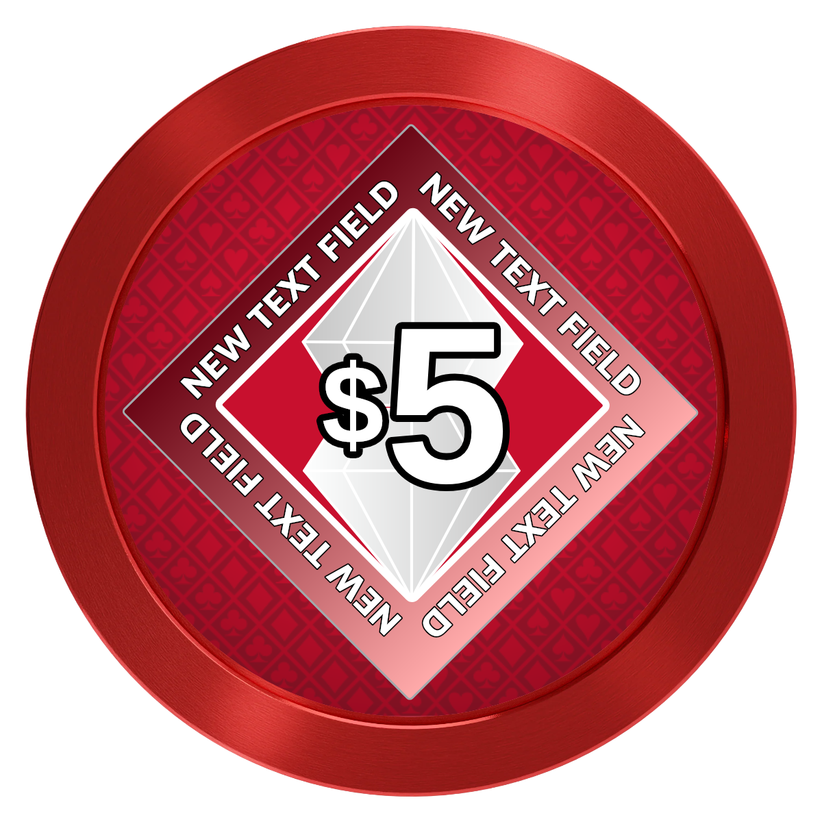 Diamond in the Rough Aluminum Poker Chips - Red - Back