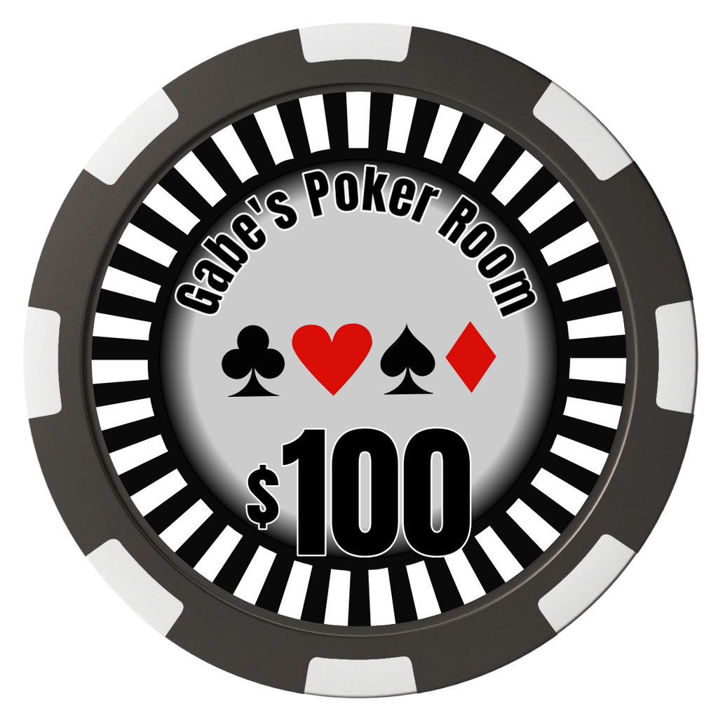 Gabe's Poker Room Magnetic Composite Poker Chips - Black / 8 Spot - Front