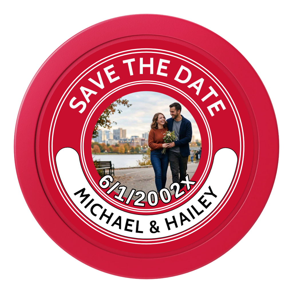 Save the Date Photo QR Code 2" Oversized Poker Chips - Red - Front