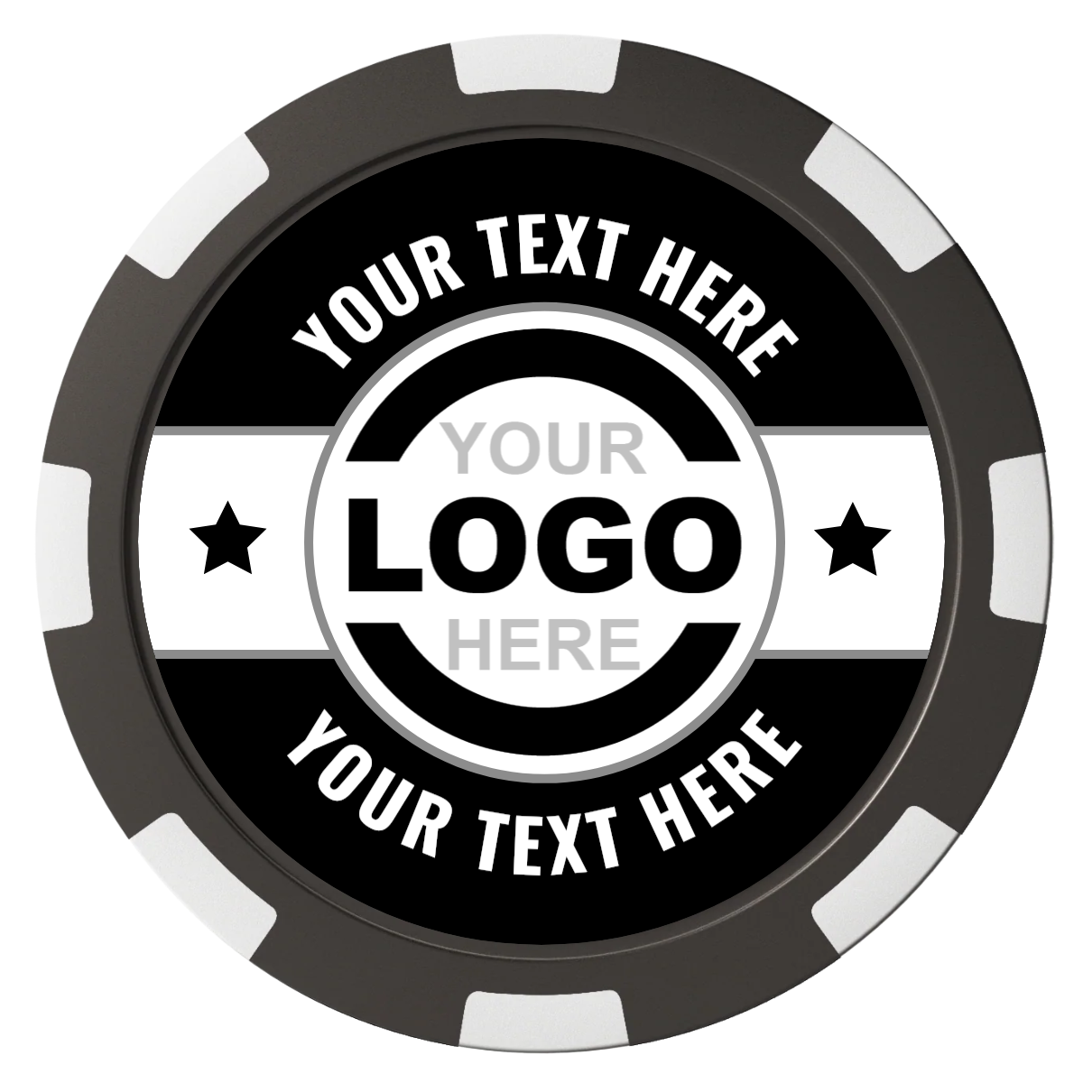 Star Banner Composite Poker Chips - Black / 8 Spot - Front