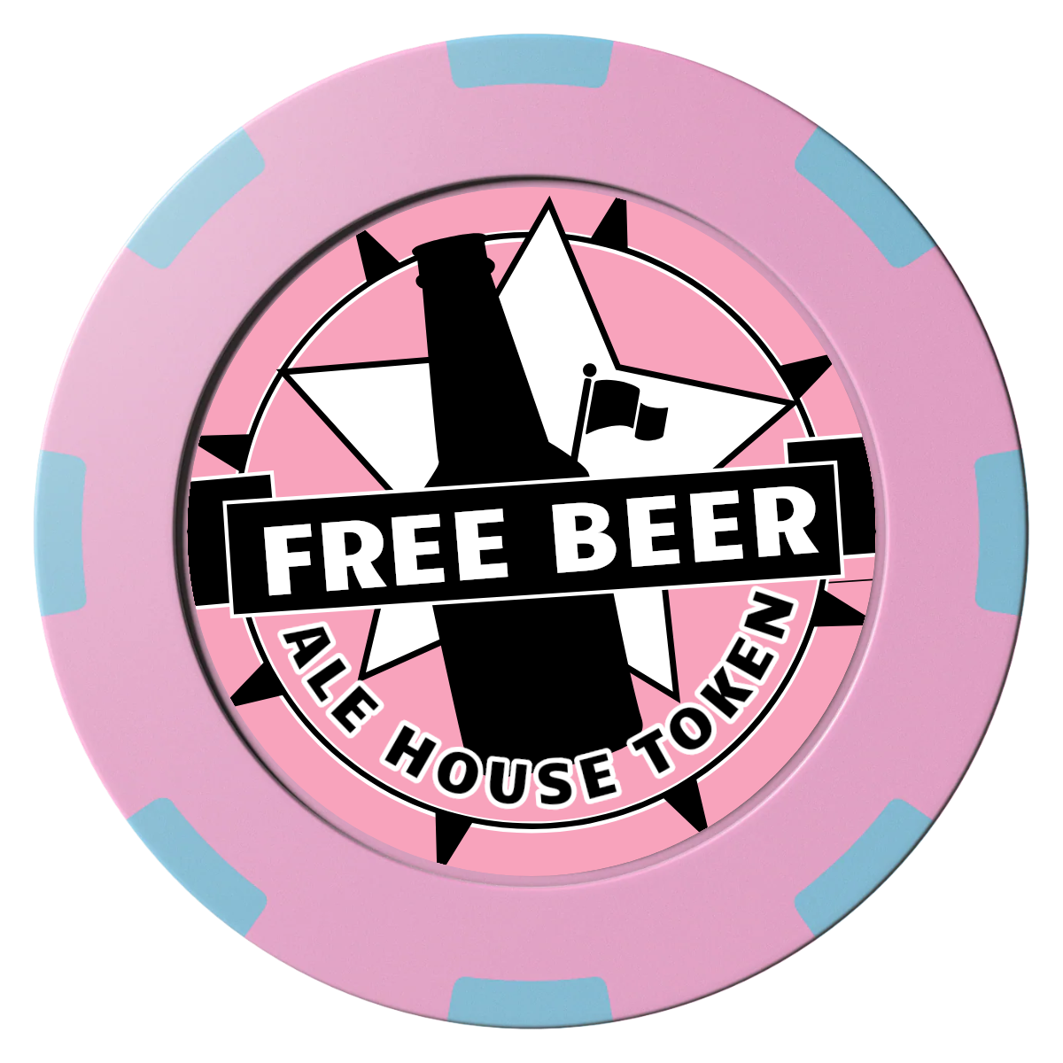 Free Beer Drink Clay Poker Chips - Pink / 8 Spot (2 Tone) / 40mm - Front
