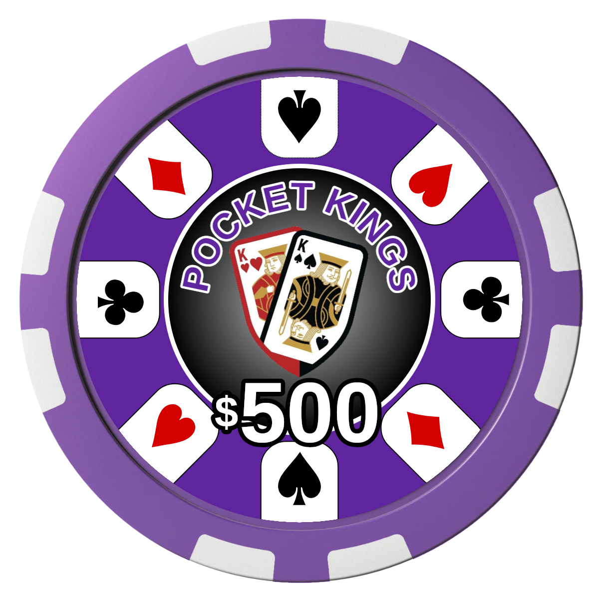 Pocket Kings Composite Poker Chips - Purple / 8 Stripe - Front