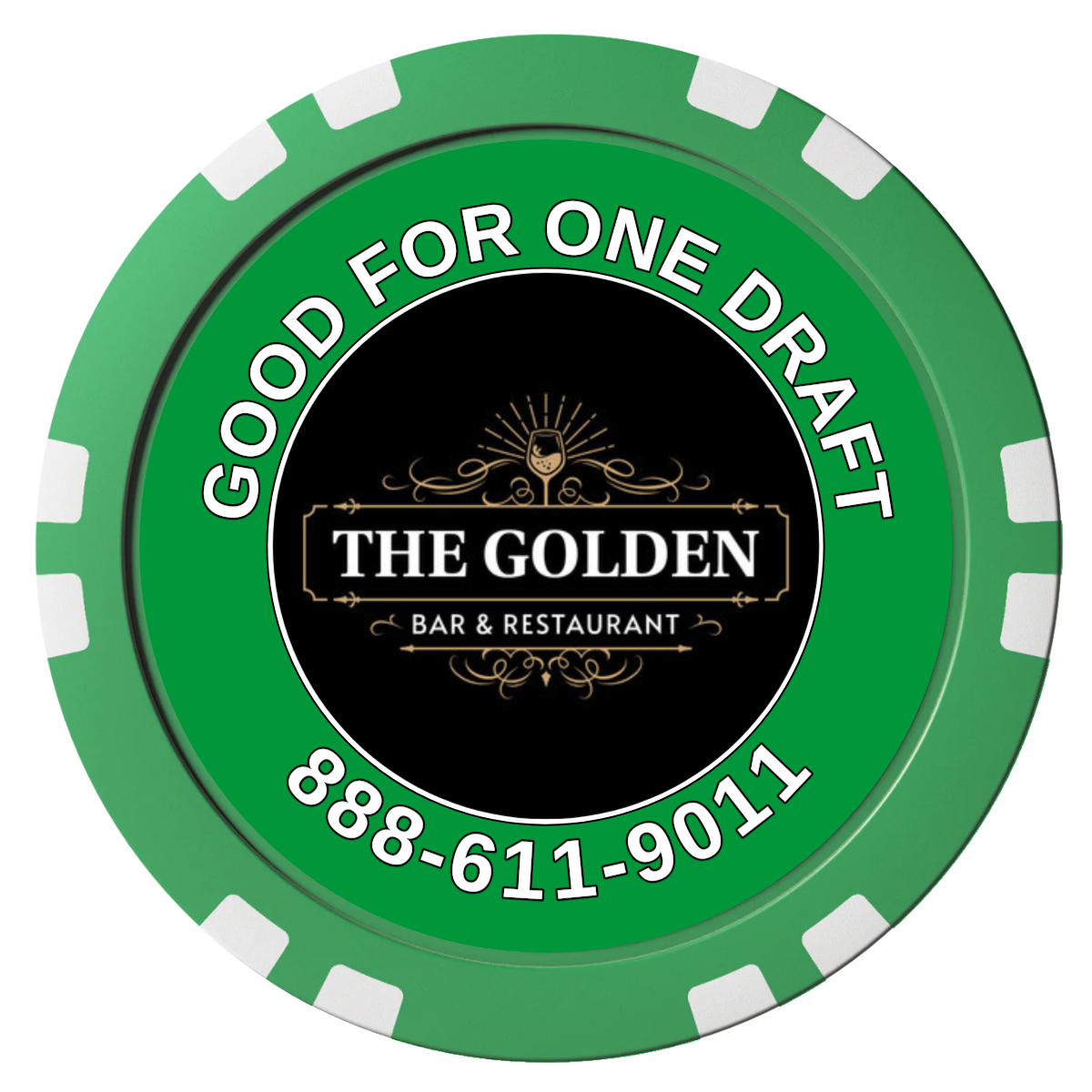 Branded Logo Bar Drink Token Composite Poker Chips - Green / Double Stripe - Front