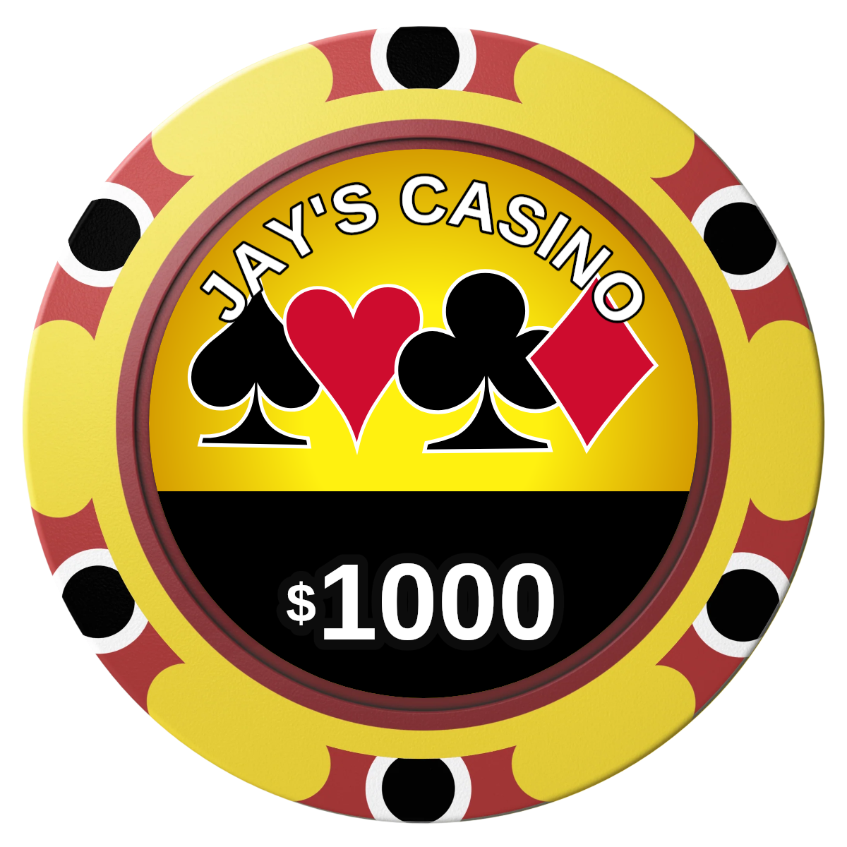 Jay's Casino Clay Poker Chips - Yellow / Monte Carlo / 40mm - Front