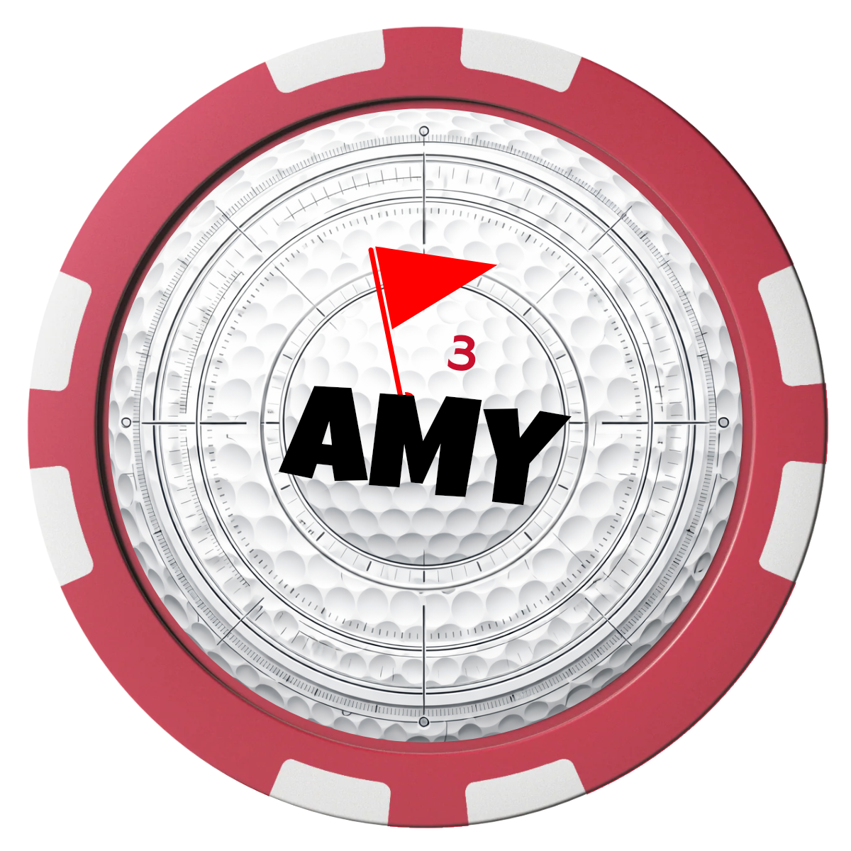 Ball Marcus Jr. Composite Poker Chips - Red / 8 Stripe - Front