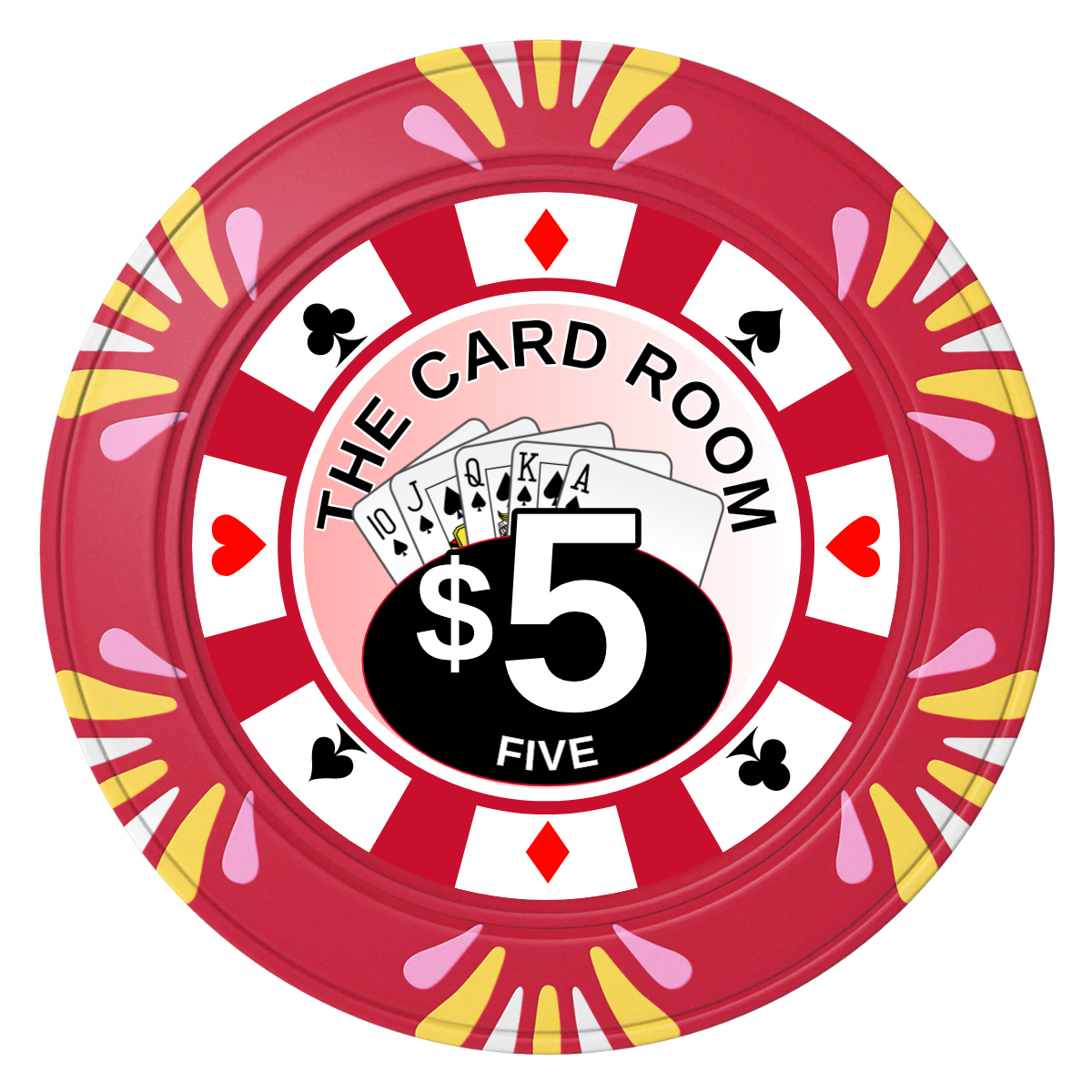 A Suitable Design Clay Poker Chips - Red / Macau / 40mm - Front