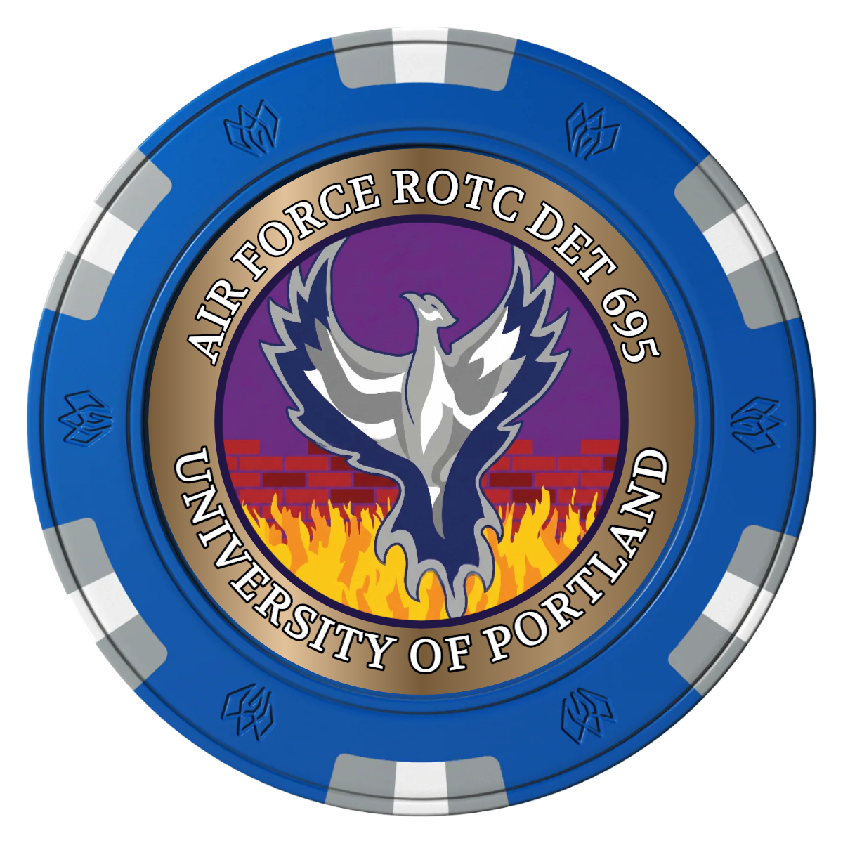 Air Force ROTC Det 695 Clay Poker Chips - Blue / 6 Spot Gem / 40mm - Front