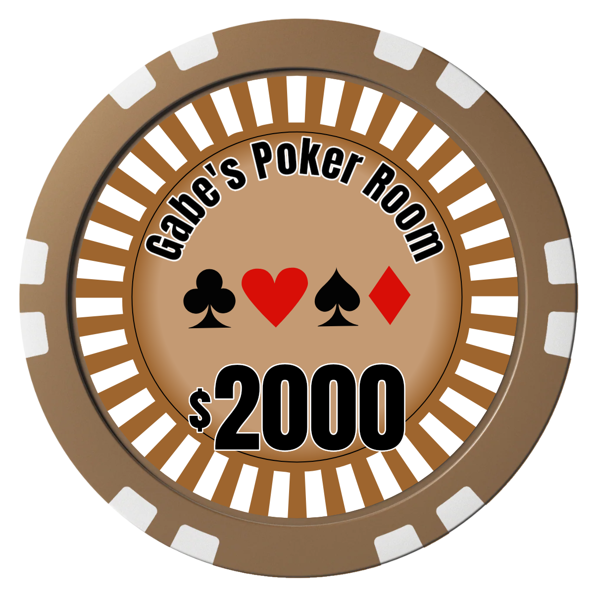 Gabe's Poker Room Composite Poker Chips - Brown / Double Stripe - Front