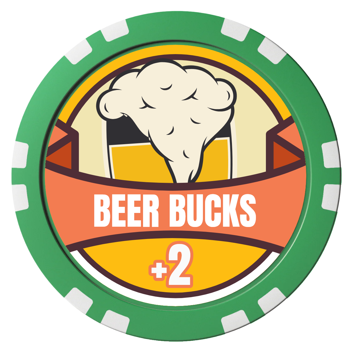 Banner Brew Composite Poker Chips - Green / Double Stripe - Front