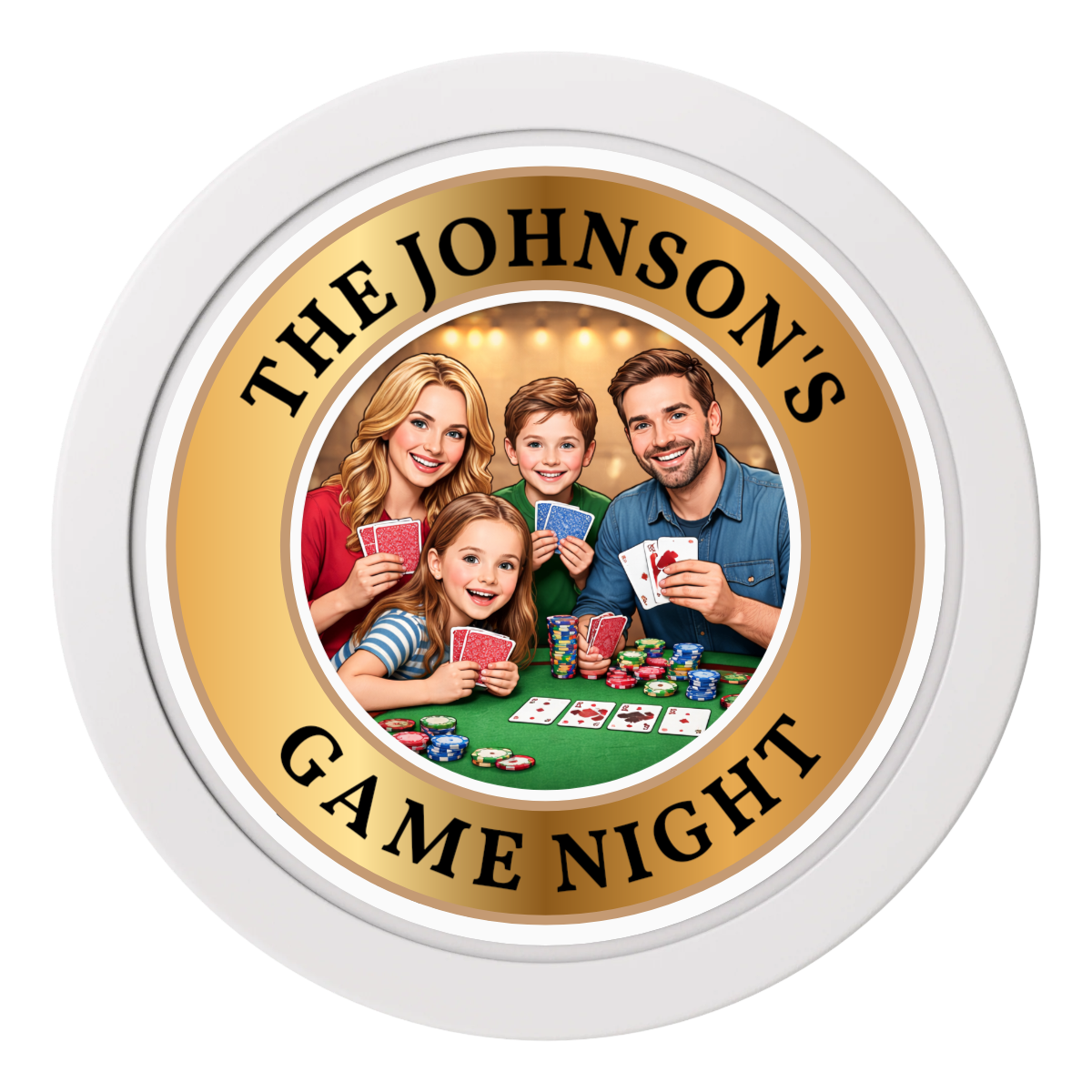 Family Game Night 2" Oversized Poker Chips - White - Back