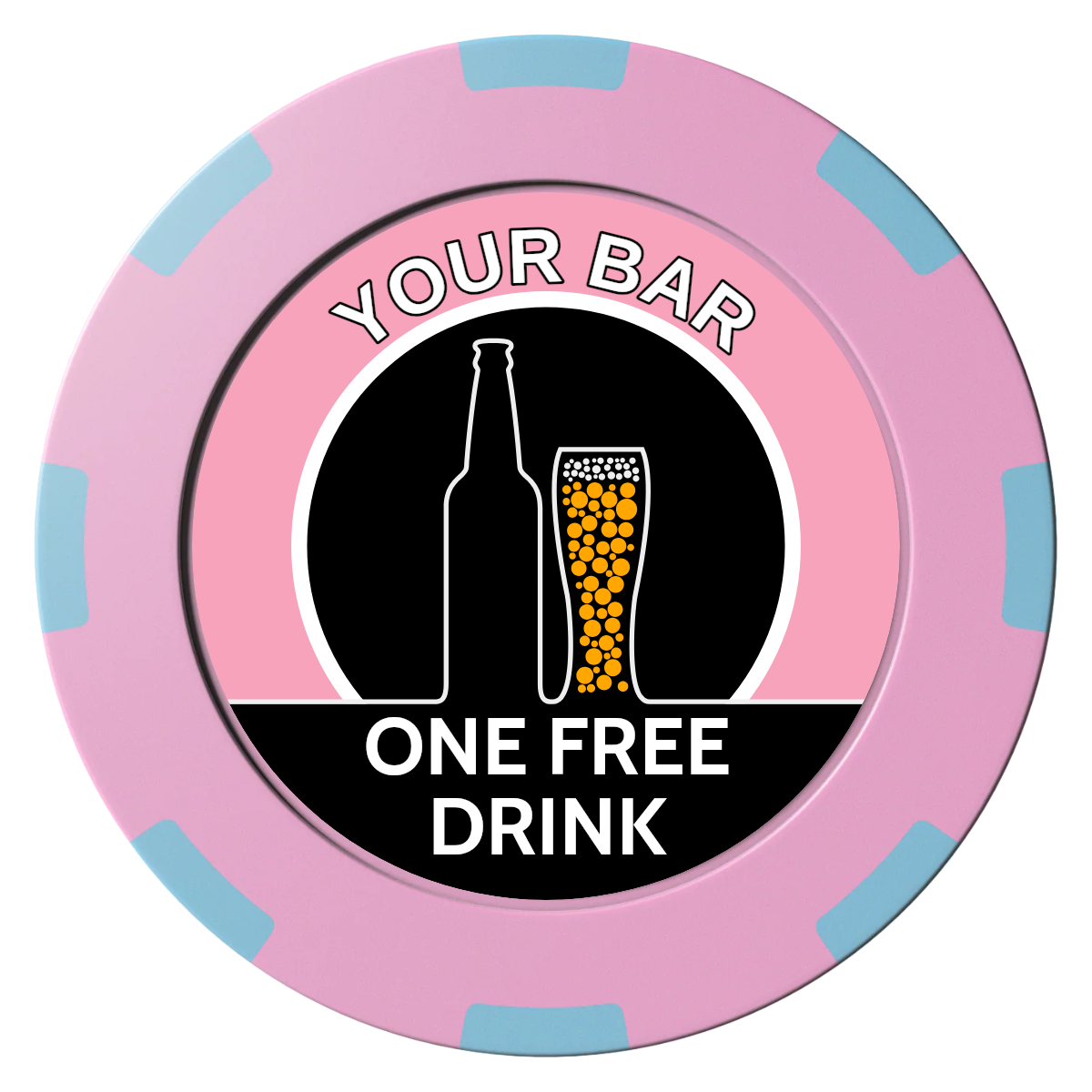 Beer and Glass Clay Poker Chips - Pink / 8 Spot (2 Tone) / 40mm - Front