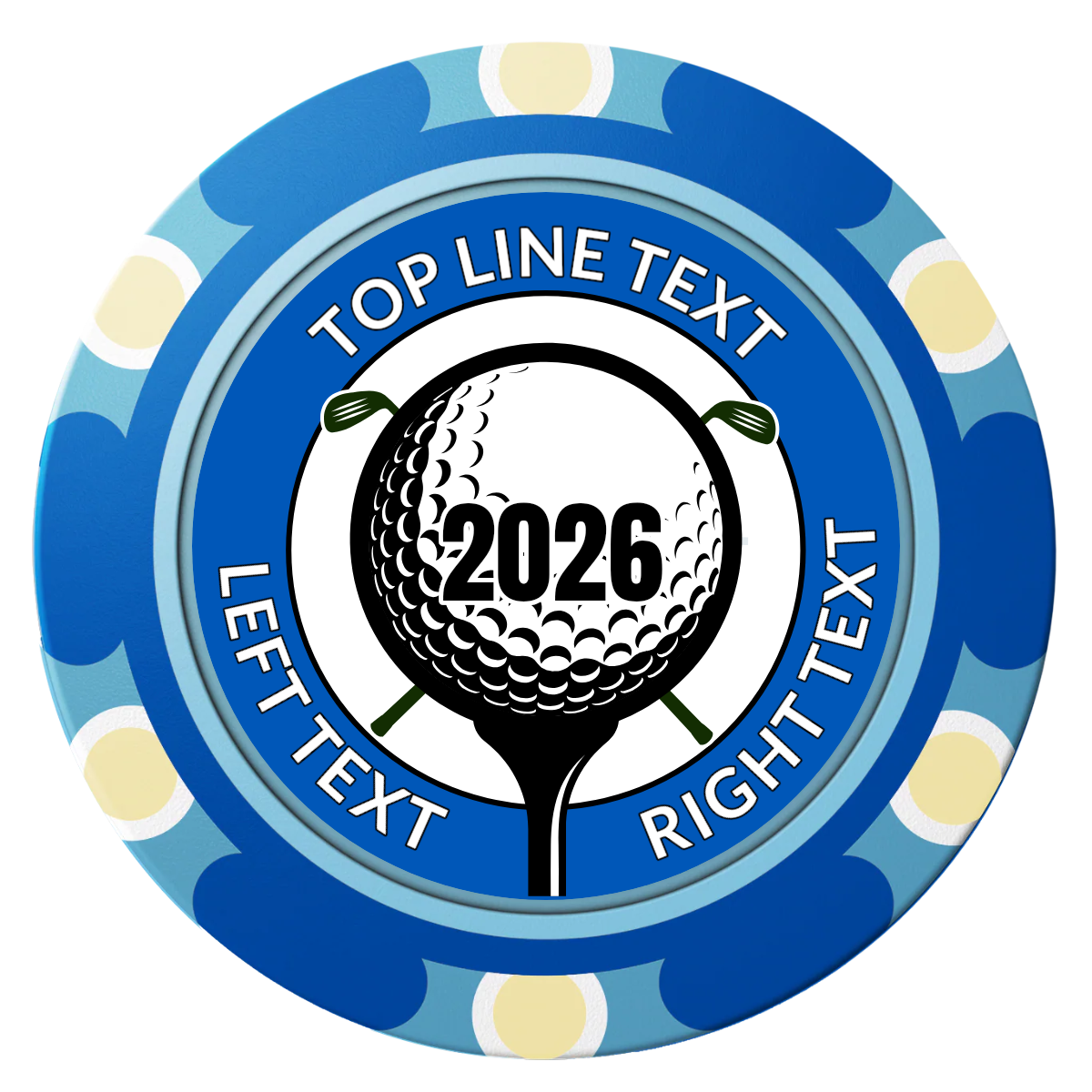 Tee it up Clay Poker Chips - Blue / Monte Carlo / 40mm - Front