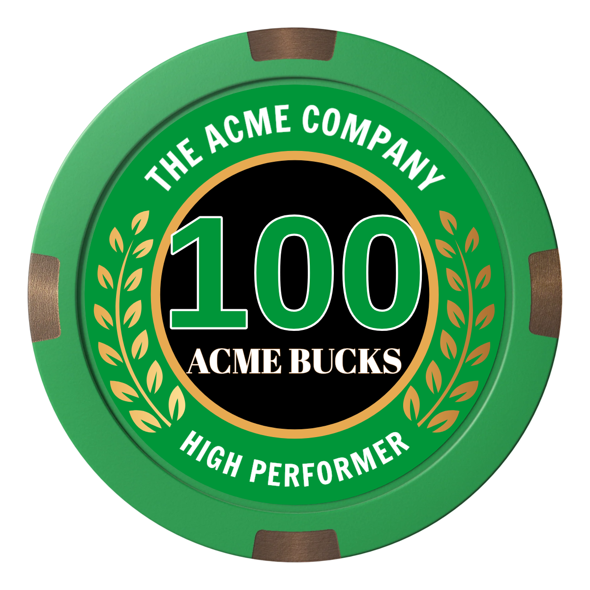 Achievement Wreath Composite & Metal Hybrid Poker Chips - Green - Back