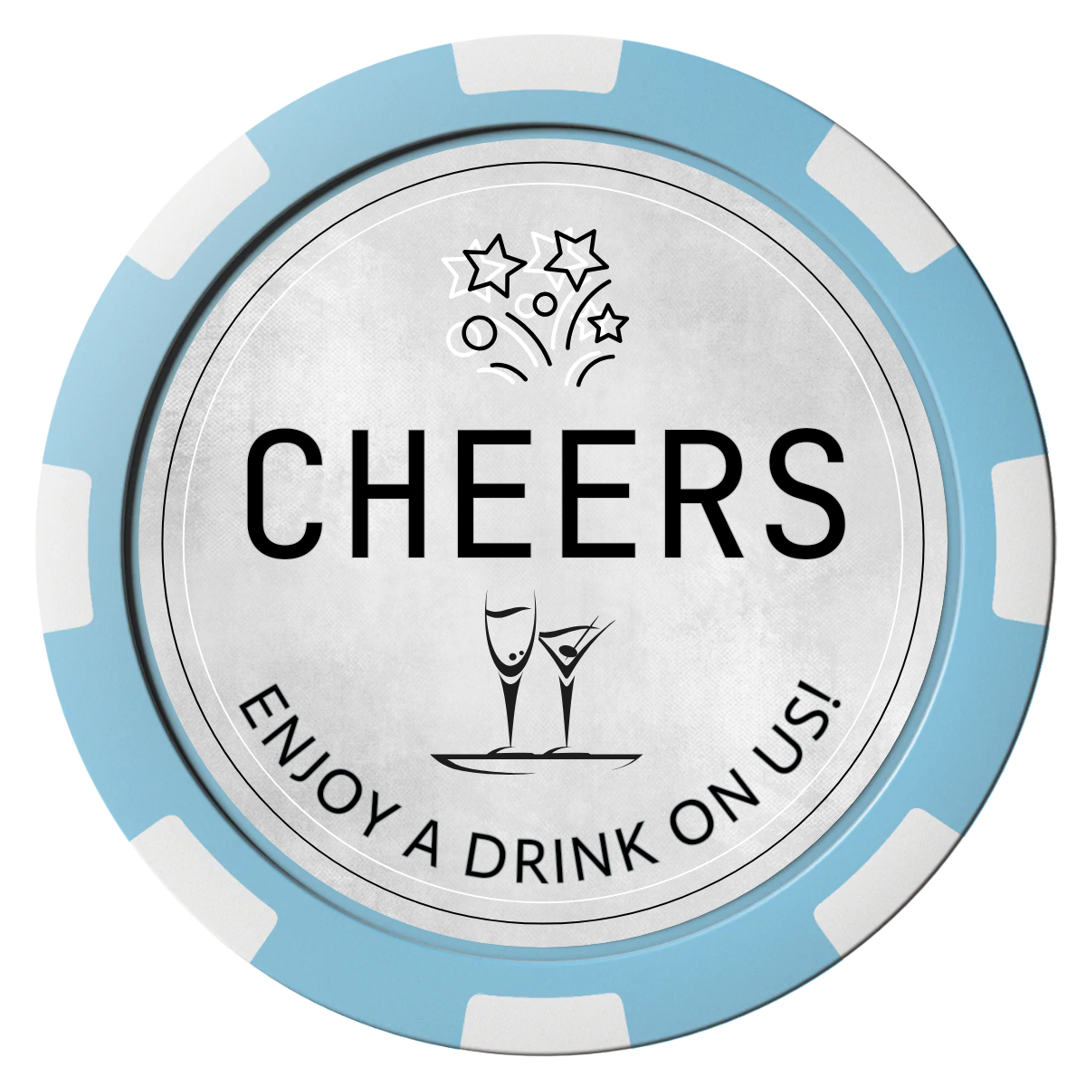 Chique Wedding Token Composite Poker Chips - Light Blue / 8 Spot - Front