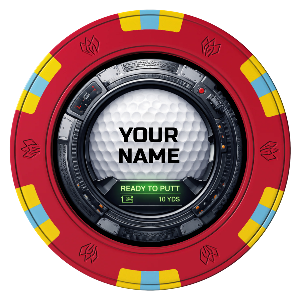 Auto Marked IV Clay Poker Chips - Red / 6 Spot Gem / 40mm - Front