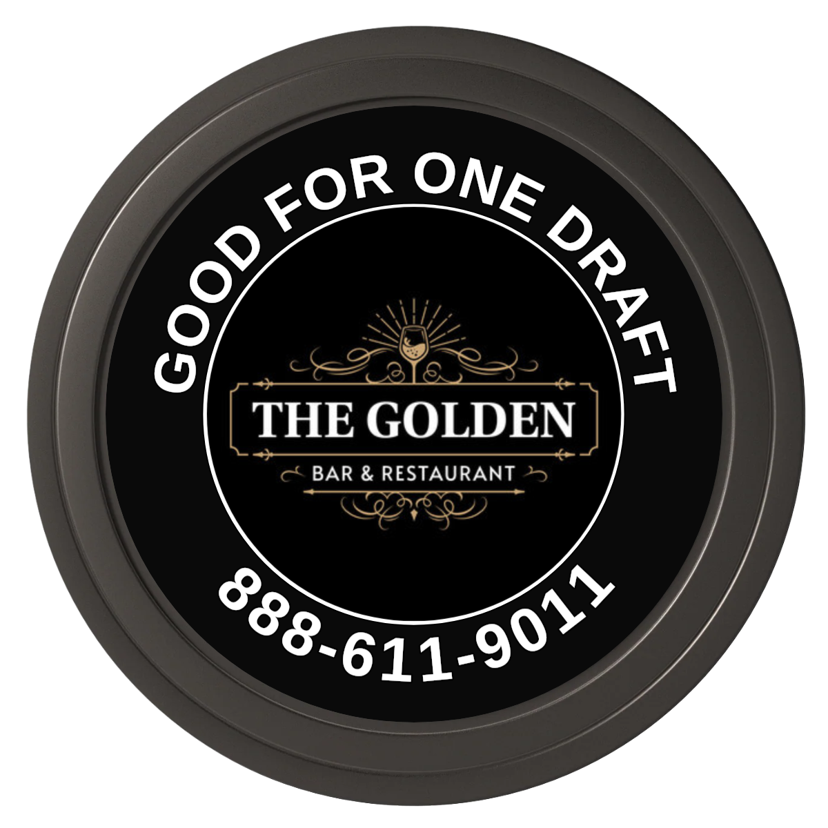 Branded Logo Bar Drink Token Composite Poker Chips - Black / Solid - Front