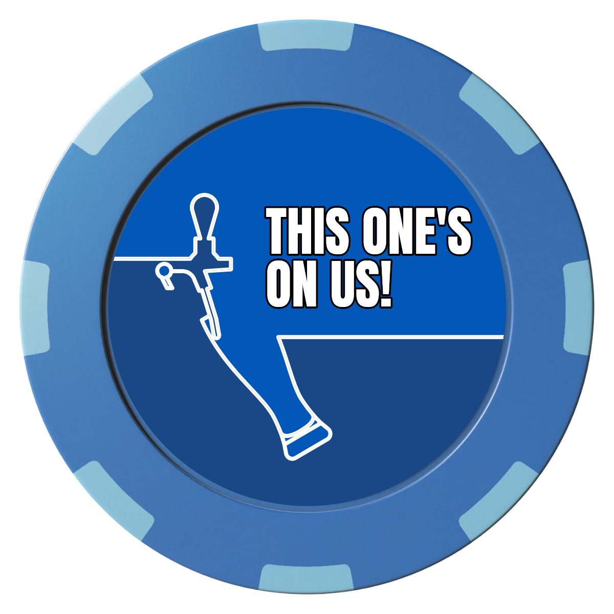 I'd Tap That Clay Poker Chips - Blue / 8 Spot (2 Tone) / 40mm - Front