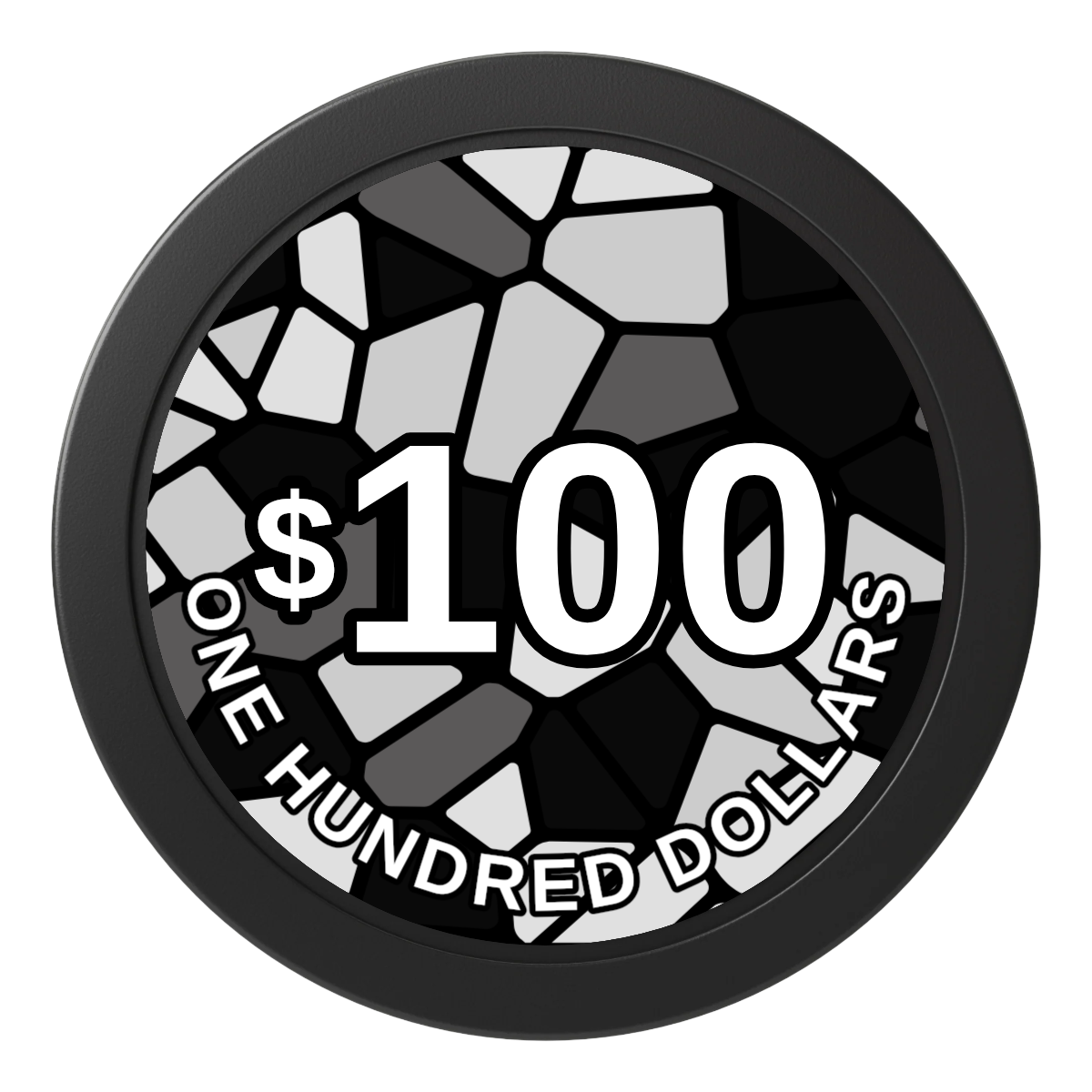 Stained Glass 2" Oversized Poker Chips - Black - Back