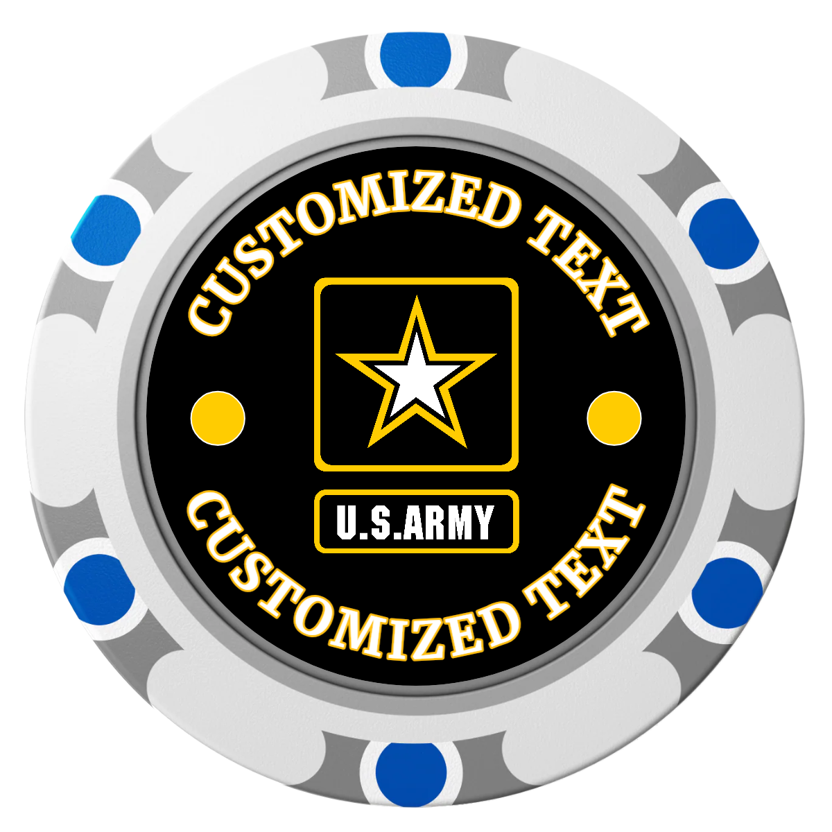 Army Strong Clay Poker Chips - White / Monte Carlo / 40mm - Front