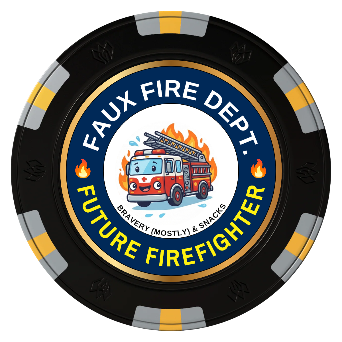 Future Firefighter Clay Poker Chips - Black / 6 Spot Gem / 40mm - Back