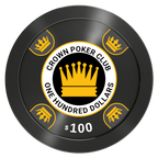 Crown Card Room Aluminum Poker Chips - Black - Front