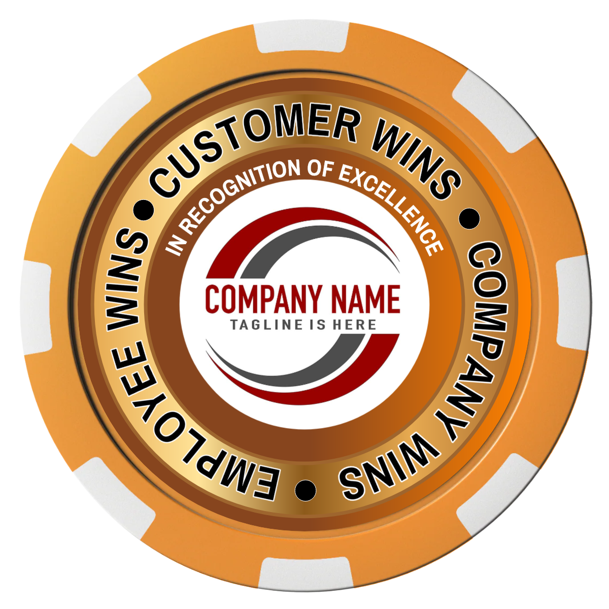 Gold Standard Composite Poker Chips - Orange / 8 Spot - Front