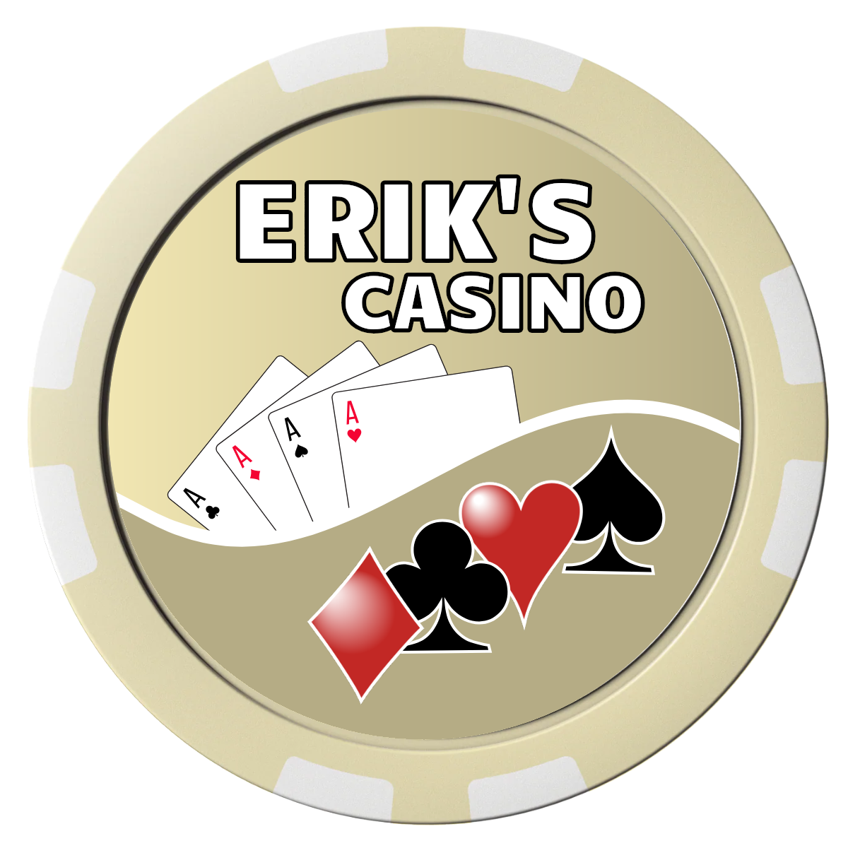 Erik's Casino Composite Poker Chips - Ivory / 8 Stripe - Front