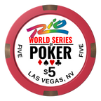 WSOP Composite & Metal Hybrid Poker Chips - Red / 4 Spot - Back