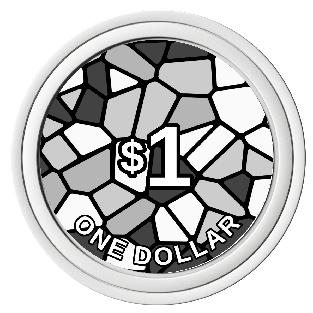 Stained Glass Composite Poker Chips - White / Solid - Front