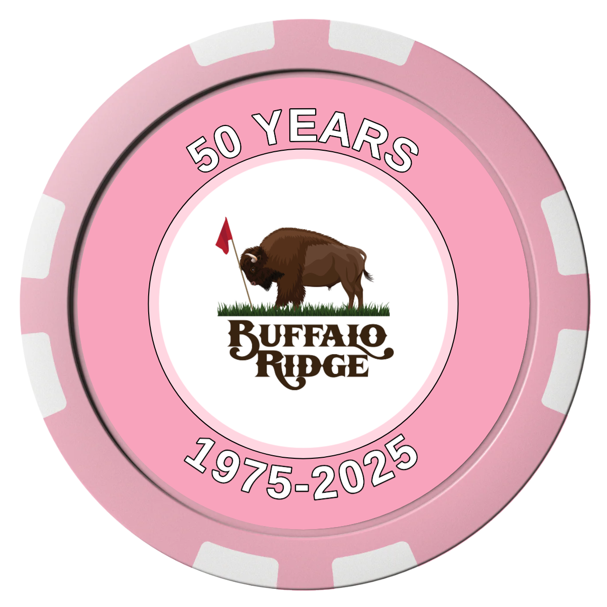 Branded Golf Pro Shop Composite Poker Chips - Pink / 8 Stripe - Front